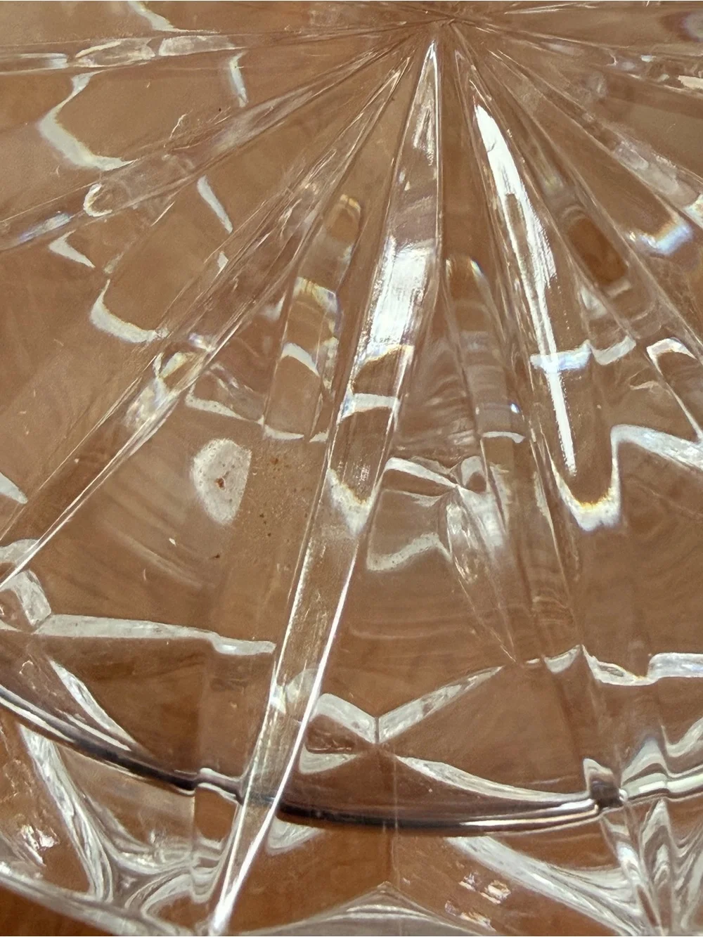 Vintage Cut Crystal ships Decanter Pinwheel Starburst Glass Barware No Stopper
